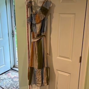 VENUS patchwork style asymmetrical polyester dress